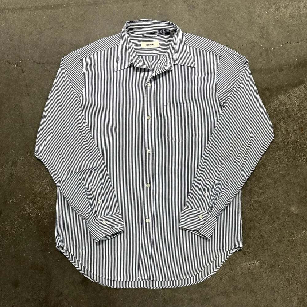 Buck Mason Striped Oxford Button Up Shirt Large Cotton Workwear Ivy Prep